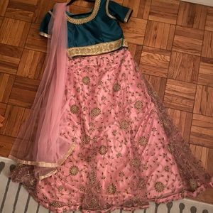 Lehenga - Pink & Teal